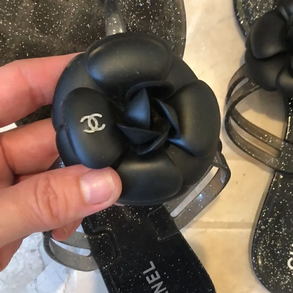 Chanel Camelia flip flop jelly sandal sz 40